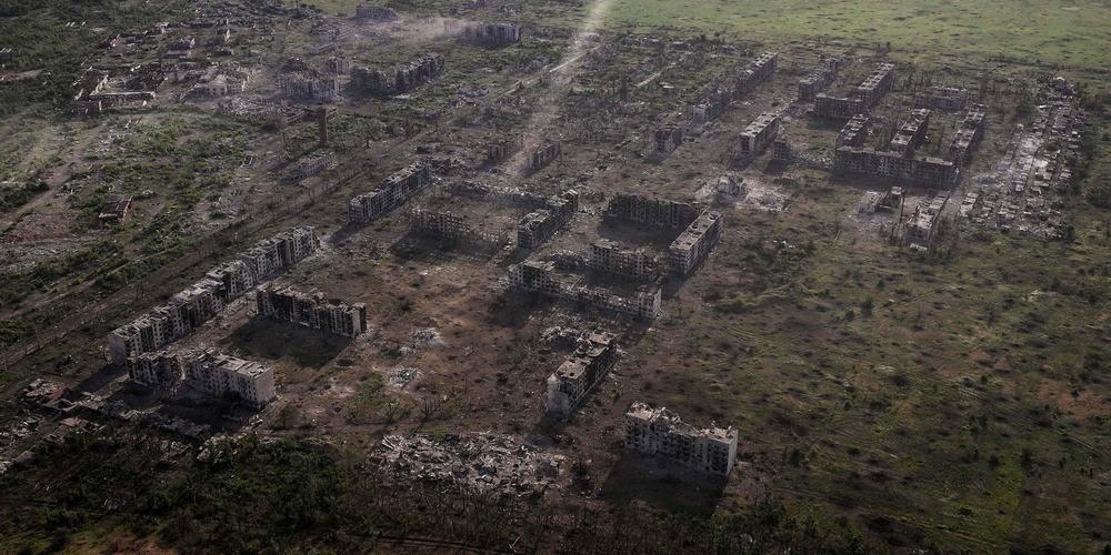 This handout photograph taken and released by the press service of the 24th Mechanized Brigade of Ukrainian Armed Forces on July 4, 2024, shows an aerial view of the destroyed Novyy district in the town of Chasiv Yar, Donetsk region, amid the Russian invasion of Ukraine. (Photo by Handout / press service of the 24th mechanized brigade of Ukrainian Armed forces / AFP) / RESTRICTED TO EDITORIAL USE - MANDATORY CREDIT "AFP PHOTO / press service of the 24th Mechanized Brigade of Ukrainian Armed Forces  " - NO MARKETING NO ADVERTISING CAMPAIGNS - DISTRIBUTED AS A SERVICE TO CLIENTS