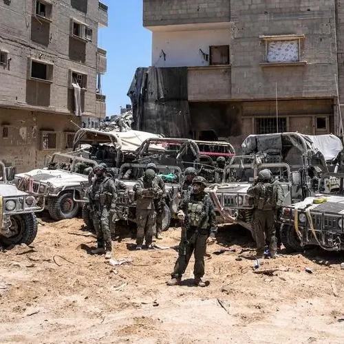 Israeli soldiers are seen during a ground operation in the southern Gaza Strip on July 3, 2024. The Israeli military invited reporters for a tour of Rafah, where the military has been operating since May 6. (Photo by Ohad Zwigenberg / POOL / AFP)